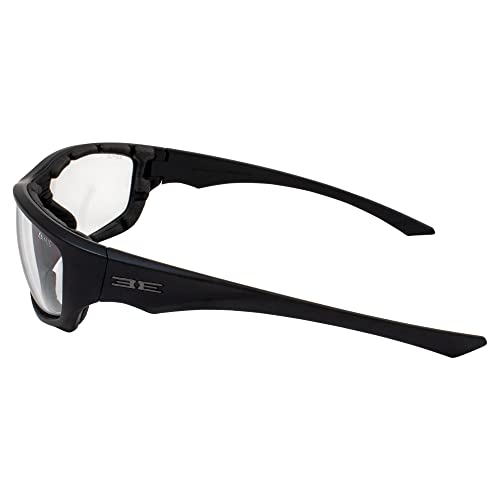EPOCH Foam 3 Padded Motorcycle Sunglasses Black Frames Clear Lens ANSI Z87.1+3