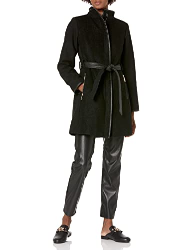 Vince Camuto Women's Mixed Fabric Wool Coat, Solid Black, XL Vince Camuto Women's Mixed Fabric Wool Coat, Solid Black, XL