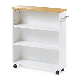 サンワダイレクト 本棚 キャスター付き 隙間収納 幅15.5×奥行58.5×高さ65cm スリム 押し入れ キッチン 洗面所 収納 ホワイト 200-FCD073W