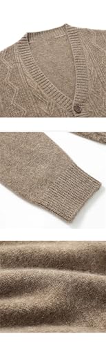 Vsadsau Men Large Wool V-Neck Sweater Solid Buttons Cardigan Sweater Casual Long Sleeve Knit Jumper4