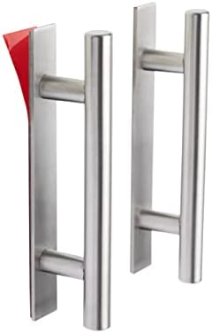 Adherion Adhesive Cabinet Stick On Door Handles 5" | No Drilling Stick On Handle for Drawers Doors Wardrobes Windows | 3M Handle Adhesive | 2 Pack Brushed Nickel | All Metal Stick On Cabinet Handles |