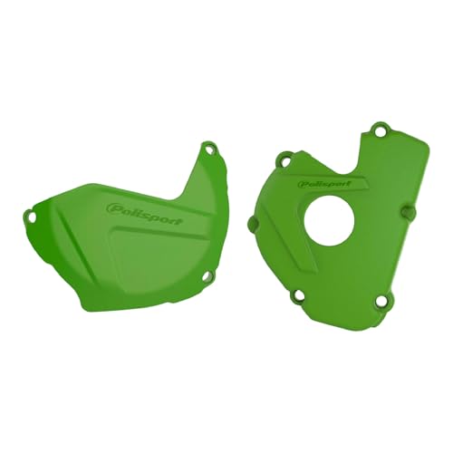 Polisport Clutch and Ignition Cover Protector Kit (Green) - Compatible with Kawasaki KX250F (2017-2025)