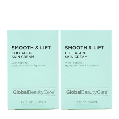 Global Beauty Care Smooth & Lift Collagen Skin Cream – Peptides, Hyaluronic Acid & Squalane, 2-Pack (2x 1.7 fl oz)