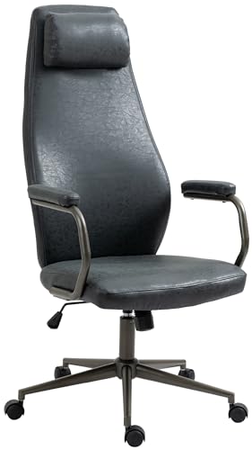 CLP Fauteuil De Bureau Pocatello en Similicuir I Hauteur Réglable Et Siège Pivotant I Accoudoirs I Piètement Métal, Couleur:Noir Antique