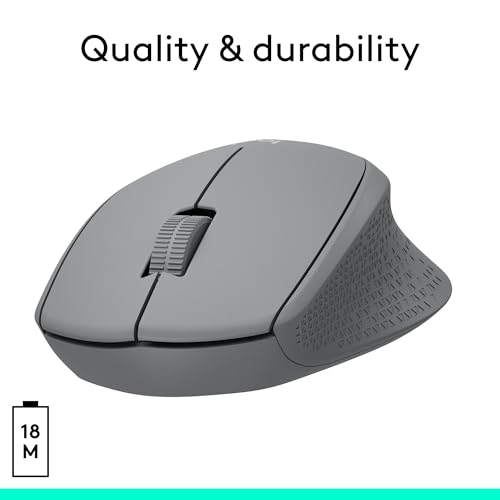 Image of Logitech M330 Silent Wireless Mouse, 2.4GHz with USB Receiver, Optical Tracking, Quiet & Lightweight, Long Battery Life, for PC, Mac, Laptop, Chromebook - Grey