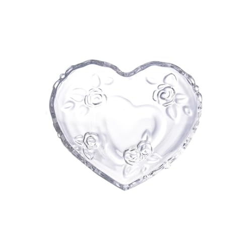 HOMSFOU Ciotola Portafrutta in Vetro Trasparente a Forma di Cuore, Insalatiera e Ciotola da Dessert Artigianale, capacità Media per Cucina e Tavola Elegante