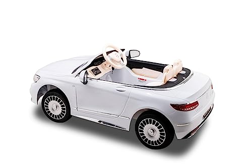 Kinderfahrzeug - Elektro Auto Mercedes S650 Maybach - lizenziert - 12V7AH Akku + 2,4Ghz+Ledersitz+Eva (Weiss)
