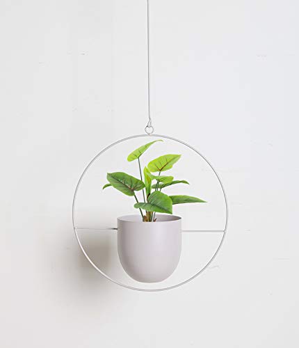 RISEON Boho gouden metalen plantenhanger, metalen geometrische hangende plantenbak, moderne plantenbak, halverwege de eeuw luchtplantenhouderstandaard, minimalistische plantenbak voor binnen, buiten