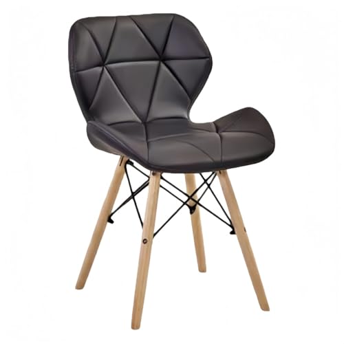 JORERAORMESダイニングチェアPU革座面コンパクト木脚バタフライチェア組み立て簡単北欧リモートワーク在宅ワーク (ブラック)