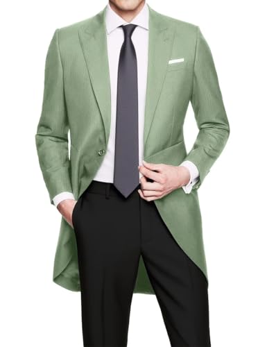 Men's Suit Blazer Long Tailcoat Suits Jacket for Men Slim Fit Mens Tuxedos Suits for Party Dinner Wedding