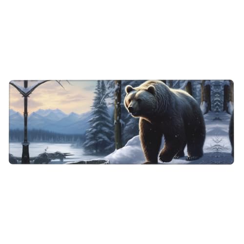Tapis de souris d'ordinateur confortable et anti-usure Winter Bear XL