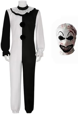 MeYuxg Disfraz de terrifier para mujer, disfraz de terrifier, vestido de payaso con manchas de sangre, disfraz de payaso blanco y negro, disfraz de payaso, para adultos, para Halloween, carnaval