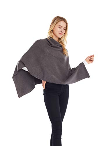Look By M Women's Cashmere Wool Blend Fashion Poncho (Charcoal)