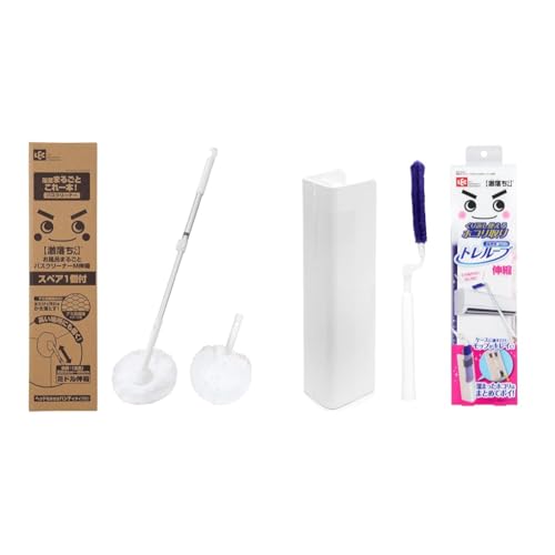 【セット買い】【ネット限定スペア付きセット】 レック 激落ち お風呂 まるごと バスクリーナー ミドル伸縮 + スペアブラシ アミメ状の特殊繊維 バスブラシ お風呂掃除 ブラシ + 激落ちくん 高密度ブラシ トレループ (伸縮タイプ) くり返し使える ホコ