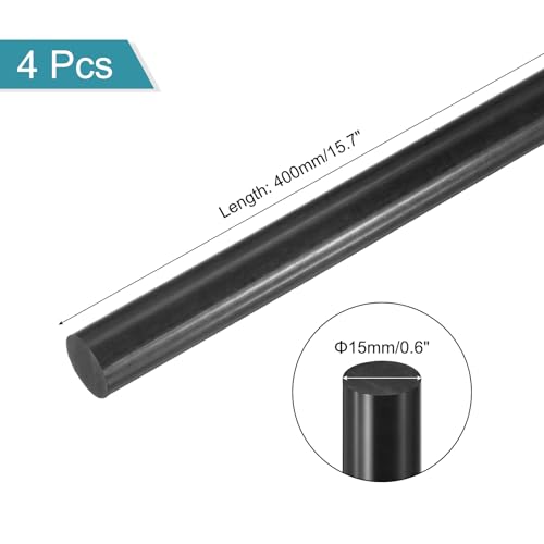 Image of MECCANIXITY ABS Plastic Rod Round Solid Bar 15mm x 400mm Black for DIY Model Material, Architectural Model Making, DIY Sand Table, Pack of 4 Pcs