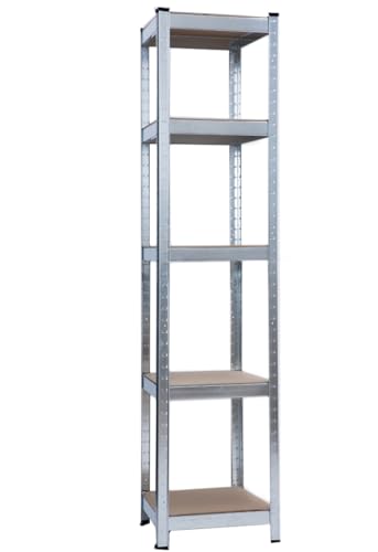 SCHULTE Regalwelt Schwerlastregal mit 5 MDF-Böden, 180x40x40 cm (HxBxT), 150 Kg Traglast pro Boden, verzinkt