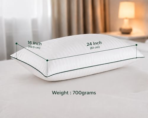 Image of Livora Premium Hollow Fiber Bed Pillow Set of 1 (16 inchx24 inch) - Soft, Fluffy & Hypoallergenic | Machine Washable | for Sleeping, Home & Daily Use | 6 Months Warranty