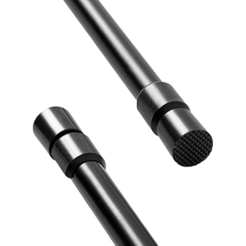 Senvoziii Metal Curtain Rod Extendable No Drilling Telescopic Curtain Pole Heavy Duty Adjustable Hanging Pole for Doorways Bathroom Shower Windows Black 85-150CM Cover