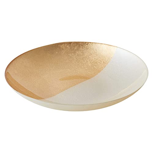 Image of Anton Studio Designs - White and Gold Fusion Bowl - Diameter 40 cm - Multi Coloured Decorative Glass Bowl for Home and Holiday Decoration