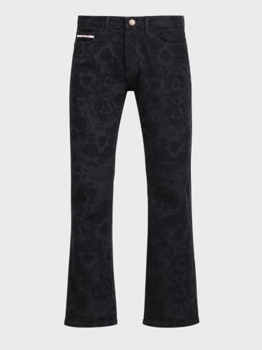 Image of The Indian Garage Co Men Mid Rise Bootcut Laser Placement Print Mid-Rise Stretchable Jeans