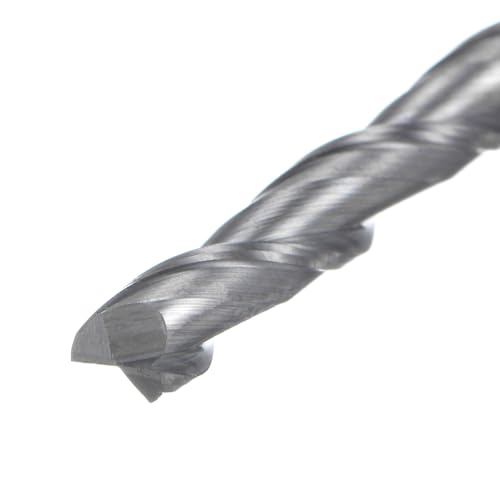 Image of uxcell Carbide Square End Mill, 1 /8 inch Diameter Uncoated 2 Flutes Milling Bit Cutter, for Aluminum Copper Non-Ferrous Metal, 1 /8 inch Shank 27 /32 inch Cut Length 3 inch Extra Long