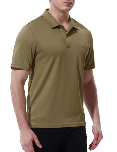 Image of Rdruko Men's Polo Shirts Short Sleeve Quick Dry Outdoor Golf Sports Shirts with Pocket