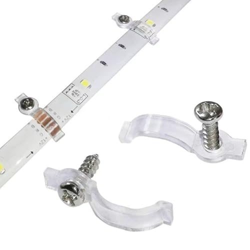 Image of 100 Pack LED Strip Mounting Clips, Installation Accessory for LED Light Strips, Flexible Mounting Solutions for 8mm Wide Waterproof Strip Lights