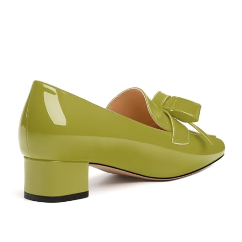 Image of Womens Loafer with Heel, Comfortable Chunky Heels for Women, Loafers Shoes with Bowknot Womens Bunion Dress Shoes