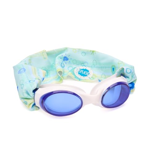 Image of Splash Place KIDS SWIM GOGGLES with Fabric Strap - SEA GLASS | Tangle-Free, Swimming Goggles for Kids, Comfy Fabric Strap Goggles - Won't Pull Your Hair - Purple Goggles for Swimming