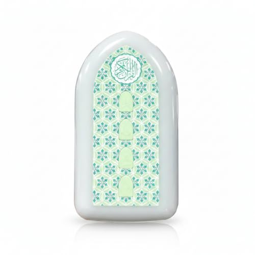 Quran Speaker with LED Night Light | 24-hour Continuous Quran Recitation Zikr Ruqyah & Rizq Ayahs | Perfect for Muslim Homes (Green)