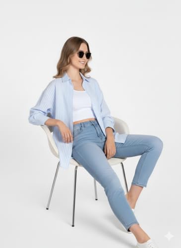 Image of Striped Shirt for Woman | Shirt for Woman | Oxford Shirt | Cotton Blend