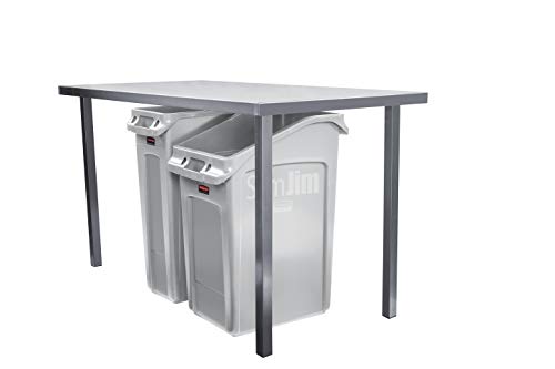 Image of Rubbermaid Commercial Products Slim Jim Under-Counter Trash Can with Venting Channels, 13-Gallon, Gray, Fits Under Desk /Cabinet /Sink, Pack of 4