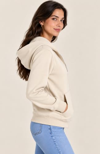 Image of SANE ORIGINALS Women's Cotton Blend Fleece Zip Up Hoodie Sweatshirt, Warm Winter Full Zip Jacket with Kangaroo Pockets