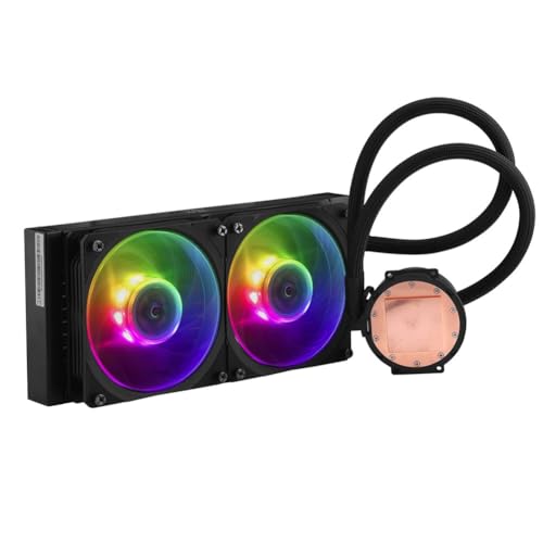 Image of Cooler Master MasterLiquid ML240P Mirage Addressable RGB Close-Loop CPU Liquid Cooler, Transparent Pump, 24 Independently-Controlled LEDS, Dual 120mm Square Fan w / Outer-Ring Connecting Fan Blades