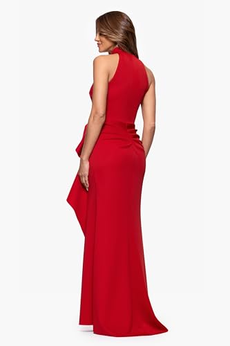Image of Xscape Women's Long Velvet Off-The-Shoulder Sweetheart Neckline Dress with Leg Slit and Center Back Zipper