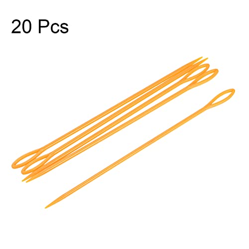 Image of HARFINGTON 20pcs Plastic Sewing Needles, 15cm Length Large Eye Blunt Needles Learning Needles for Sewing Handmade Crafts DIY Notions Stitching, Orange