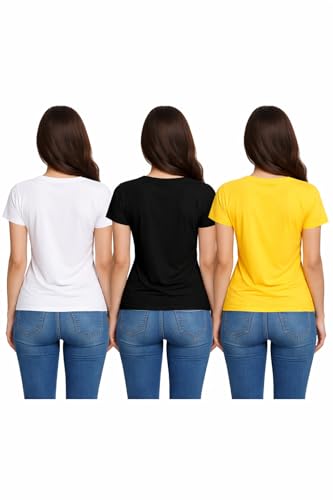 Image of Hangout Hub HH95 Tshirt for Womens | Regular Fit | Super Combed Cotton Women T-Shirt | Solid Plain Tees | Round Neck T Shirt | Half | Pack of 2 | 3 | 4 | 5 | 6
