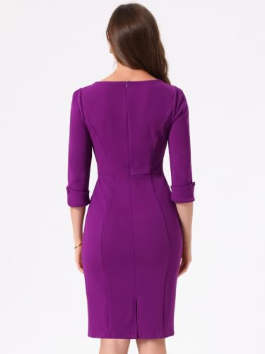 Image of Allegra K Work Dress for Women 3 /4 Sleeve Business Casual Sheath Dresses