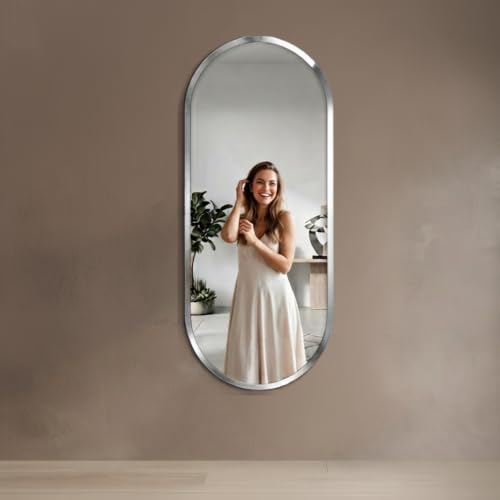 Image of Creative Arts n Frames 5mm Full Length Long Beveled Smooth Edges Frameless Rectangular Wall Mount HD Mirror Home Decor Items (18X42 inch Capsule HD Mirror)