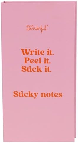 Mr Wonderful Sticky Notes Set Large, Medium and Small - Includes Bookmark - Write it. Peel it. Stick it image 2
