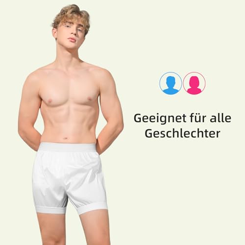 Carer 2 Stück Inkontinenz-Auslaufsichere Unterwäsche Boxershorts für Erwachsene Plastik-Windelhülle Waschbare Wiederverwendbare Wasserdichte InkontinenzUnterwäsche Boxershorts Unisex Weiß Größe L