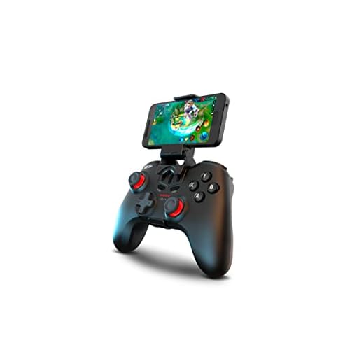 KROM KENZO – Manette sans fil de compétition avec support smartphone, 15 boutons programmables, Bluetooth 5.0 et câble USB-C, compatible PC, PS3, PS4, Nintendo Switch, Android et iOS – Noir