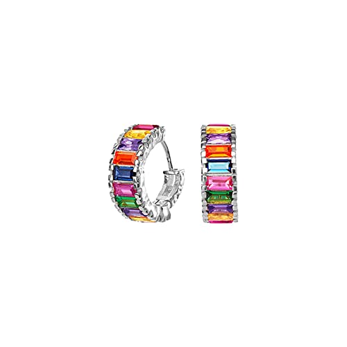 WBDWWTD Pendientes de cartílago, Pendientes de aro 925 con circonitas de Colores, Pendientes de aro