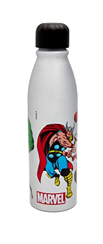 Marvel Comics Aluminum Water Bottle 600ml – Official Merchandise by Polar Gear, Kids Reusable Non Spill BPA Free Recyclable - Ideal For School Nursery Sports Picnic - Multicolour