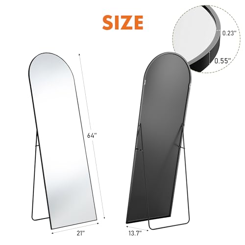 OLIXIS 64"x21.5" Arched Full Length Mirror with Stand, Body Mirror - Image 3