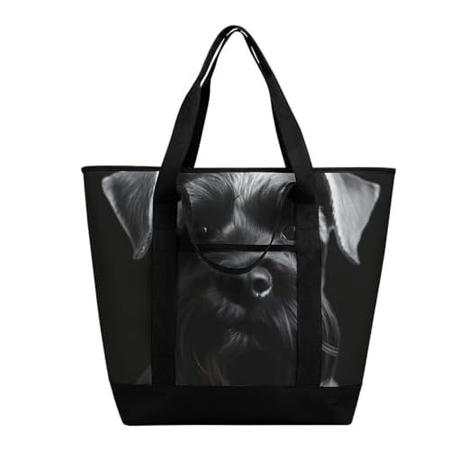 FodPand Black Schnauzer Dog Insulated Cooler Bag Reusable Grocery Tote Bags Transport Large Lunch Purser for Work Picnic Hiking