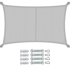 VOUNOT® Vela Ombreggiante Impermeabile Rettangolare 3x5m, Tenda da Sole Esterno in Polyester con Kit di Fissaggio, Protezione UV 95%, Vele Ombreggianti per Giardino, Balcone, Terrazza, Grigio Chiaro