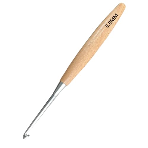 Beech Wood Crochet Hooks,5mm Ergonomic Handle...