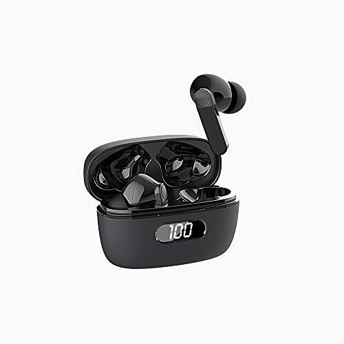 Bluetooth Headphones Wireless Earbuds with 35 Hours Charging Case and LED Display, Best Work and Sport Earbuds- Black