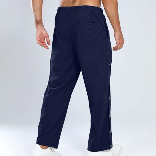 Pantalon de loisirs ample rayé anti-compression à boutonnière